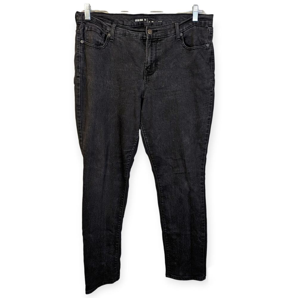 Old Navy Original Mid Rise Black Wash Denim Skinny Jeans 14 Regular